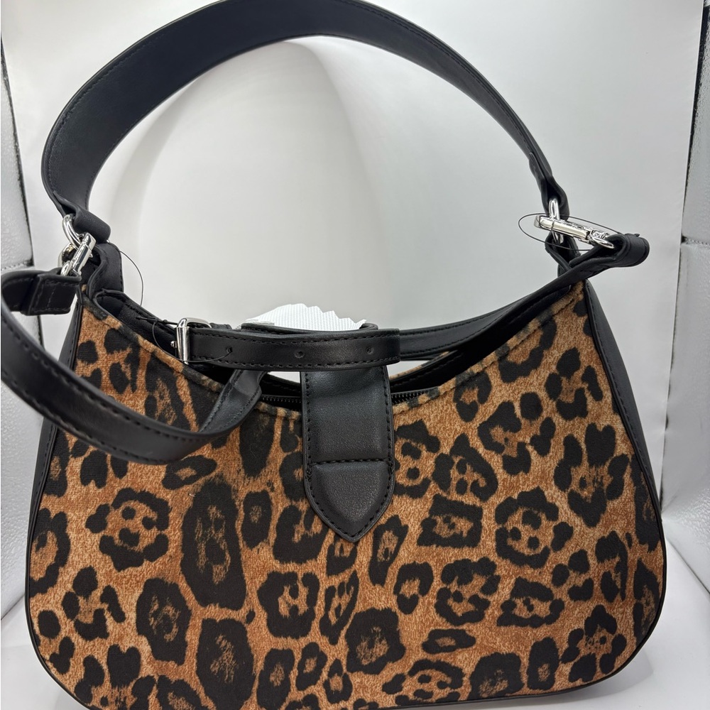 Nine West Black and Brown Animal Print Shoulder Bag - Picture 3 of 9